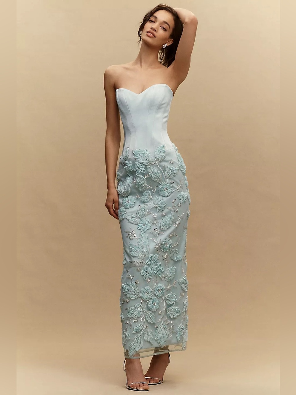 Helsi Grace Sweetheart Strapless Corset Floral Gown blue Size XS Preloved/Flaw